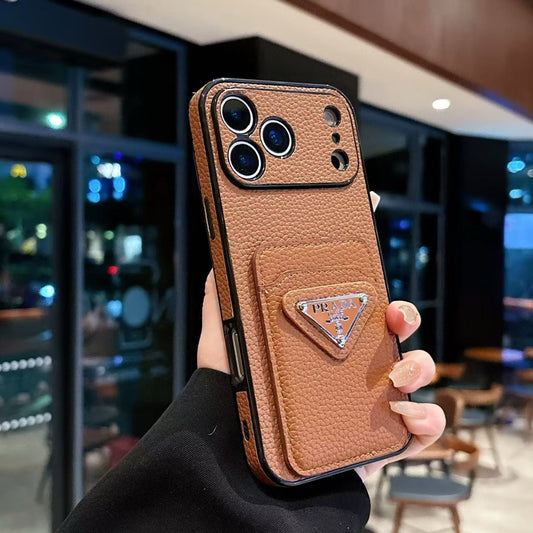 Prada iPhone 17 Pro Max MagSafe Card Holder Case – Designer Wallet Cover