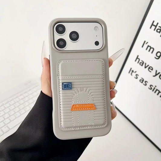 Gray Hermès iPhone 17 Pro Max Case with Card Slot – Luxury Leather Hermes Phone Case