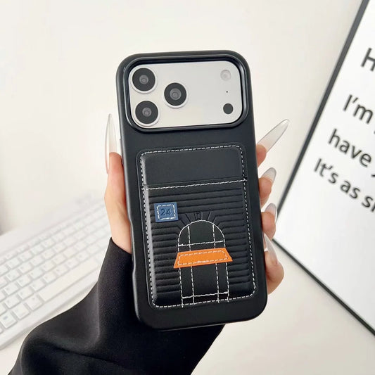 Black Hermès iPhone 17 Pro Max Case with Card Slot – Luxury Leather Hermes Phone Case