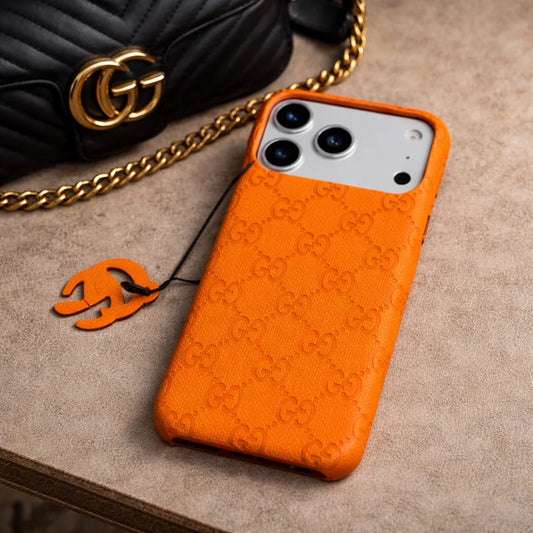 Orange Gucci iPhone 17 Pro Max Case Monogram – Luxury Gucci iPhone Case