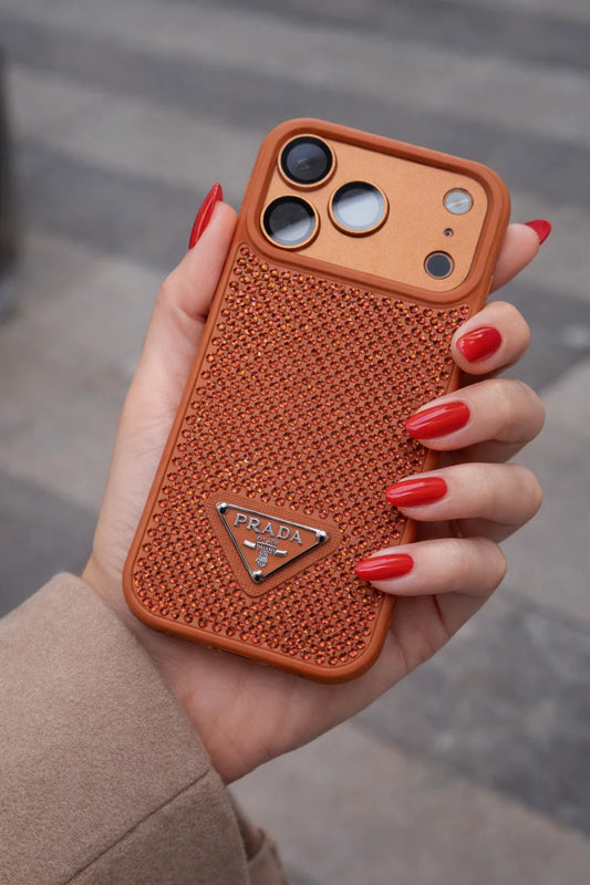 Crystal Gold iPhone 17 Pro Max Case – Quilted Luxury Rhinestone Designer-Style Cover